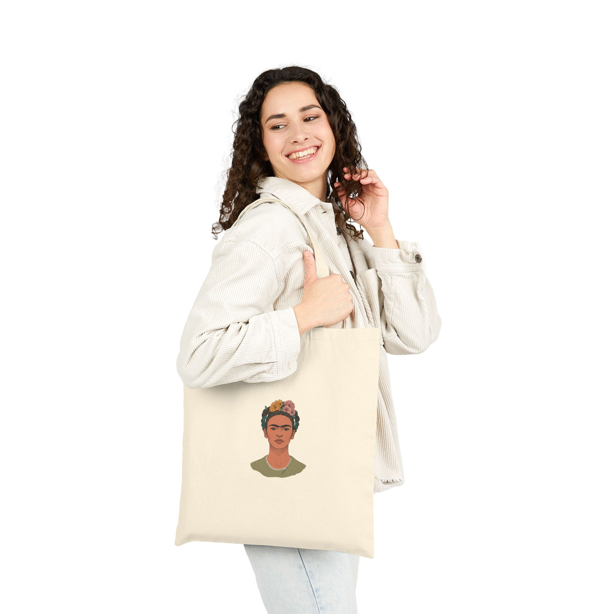 Frida Kahlo Portrait Tote Bag | Cotton Canvas Art Shopper