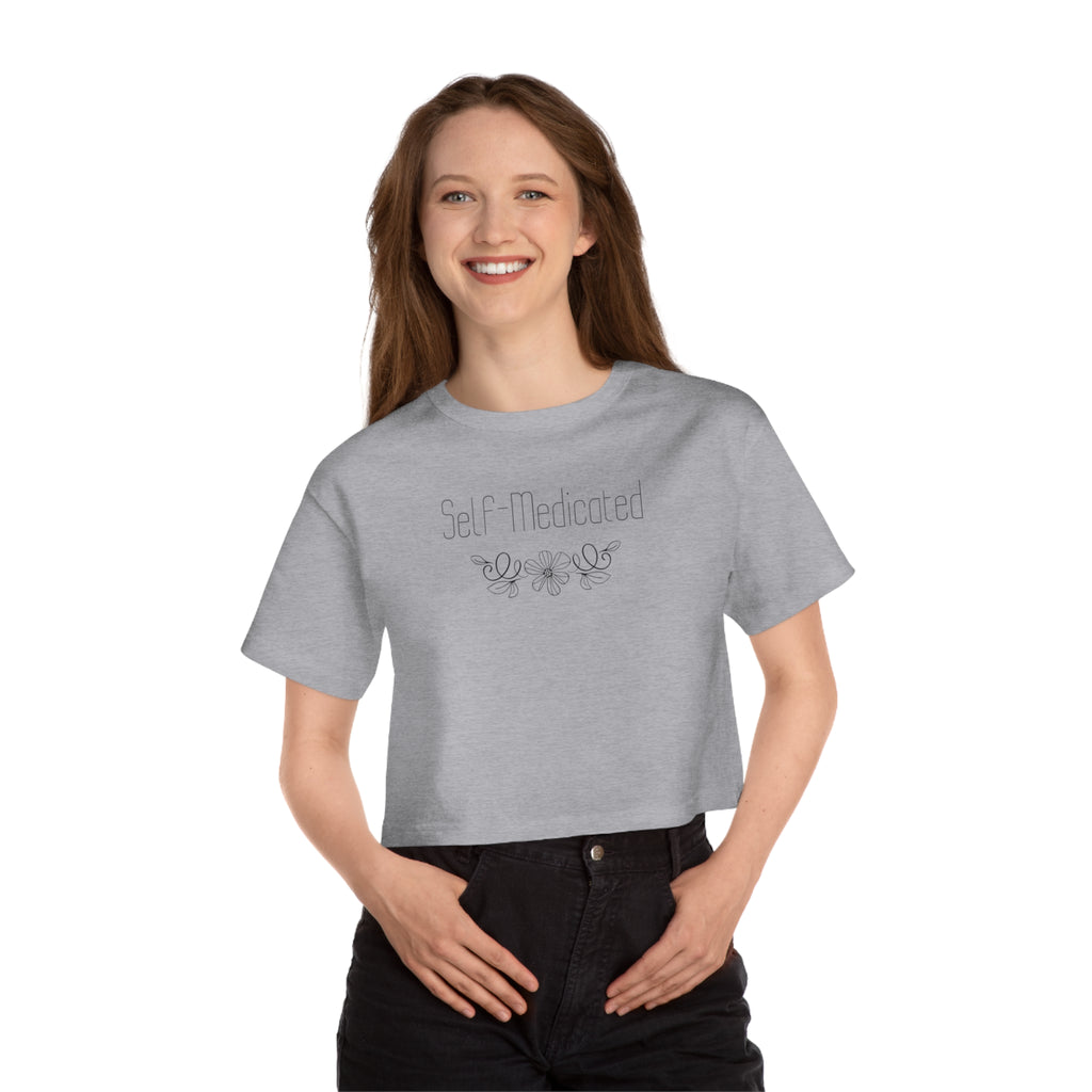 Self Medicated Cropped T-Shirt — Women's Vintage Floral Graphic