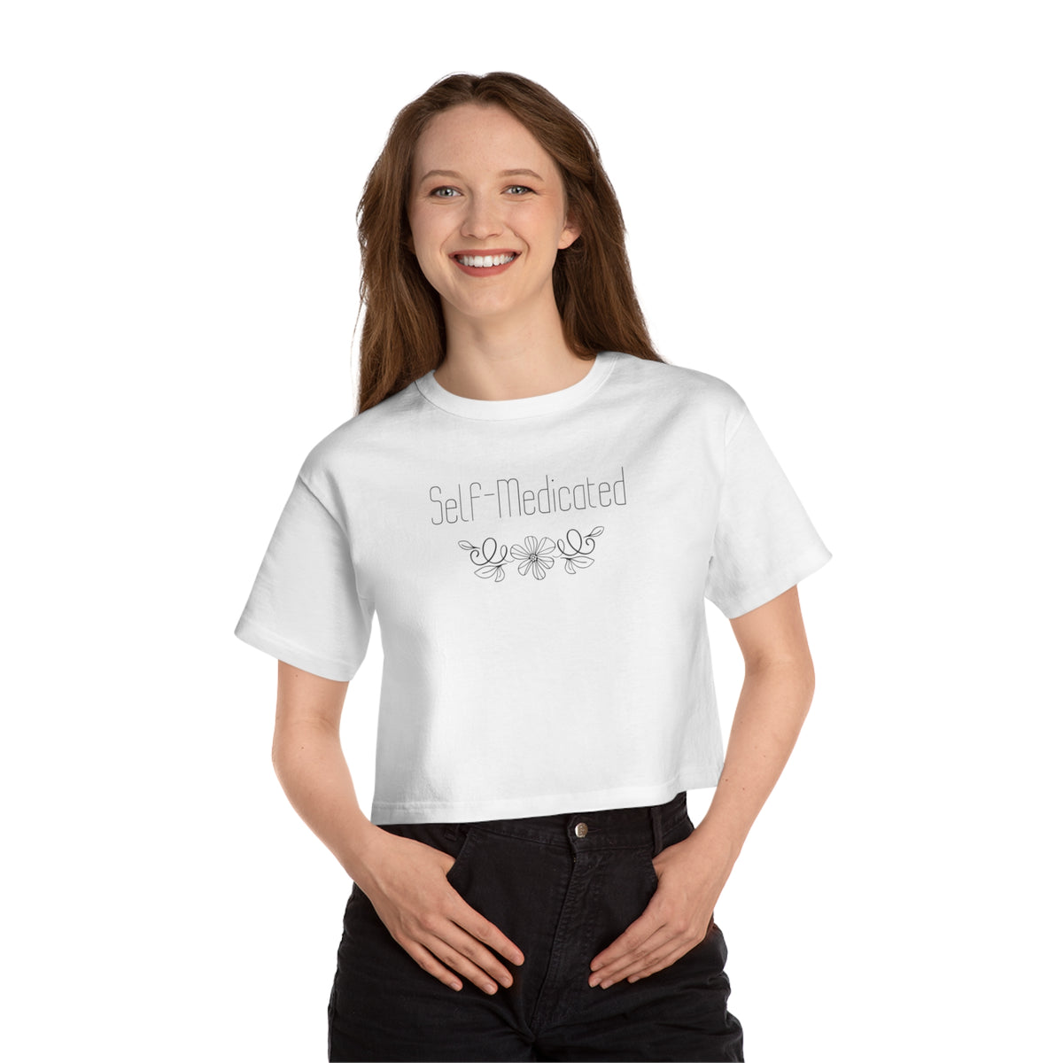Self Medicated Cropped T-Shirt — Women's Vintage Floral Graphic