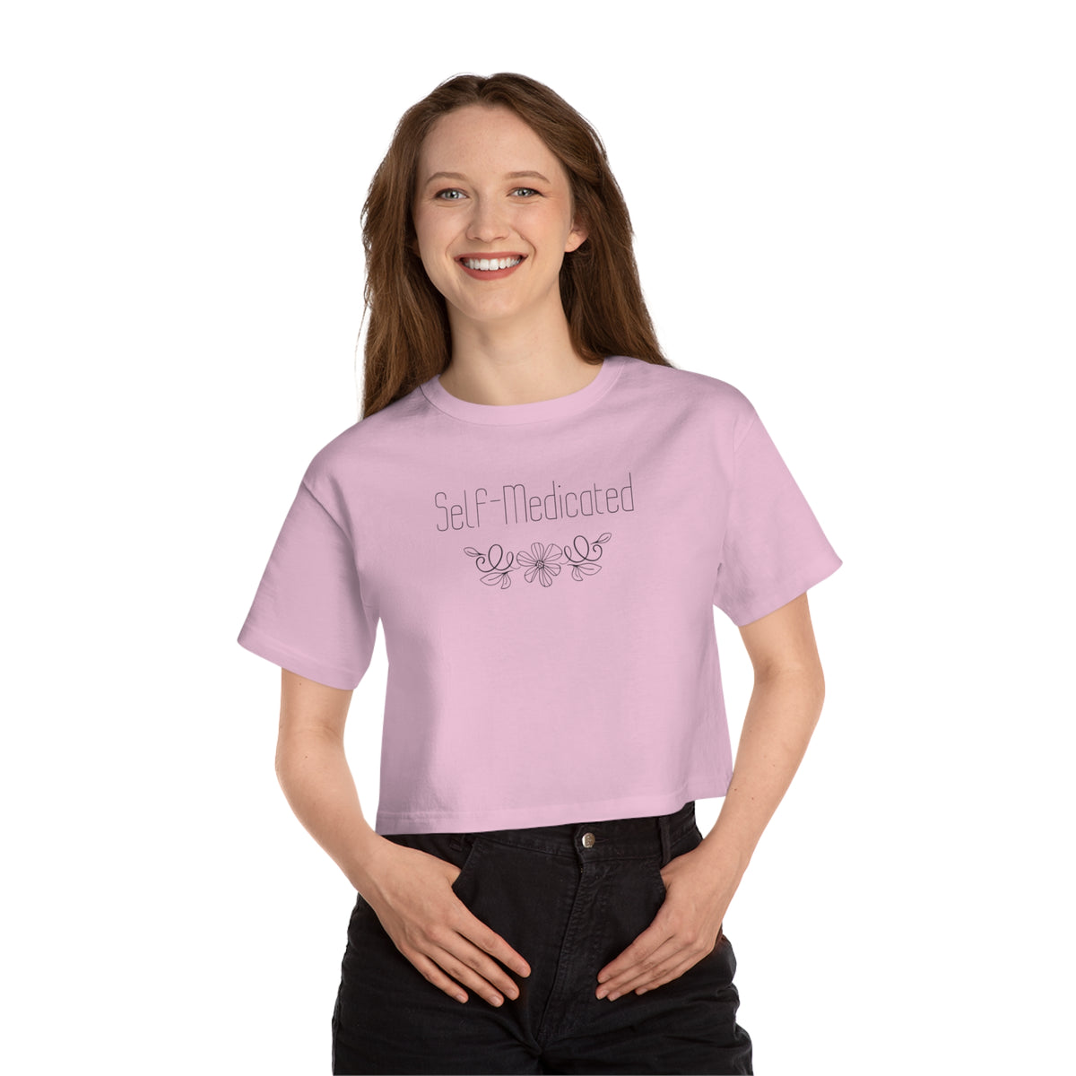 Self Medicated Cropped T-Shirt — Women's Vintage Floral Graphic