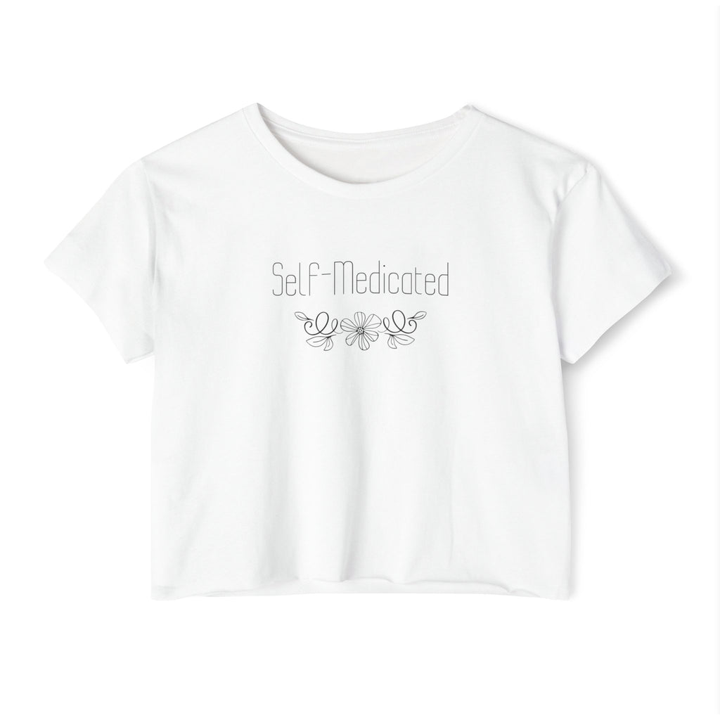 Self Medicated Cropped T-Shirt — Women's Vintage Floral Graphic